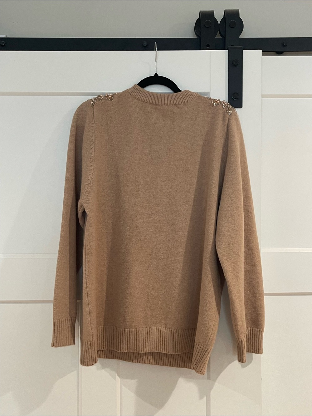 SHEIN Camel Beaded Floral Crewneck Sweater - Picture 2 of 6